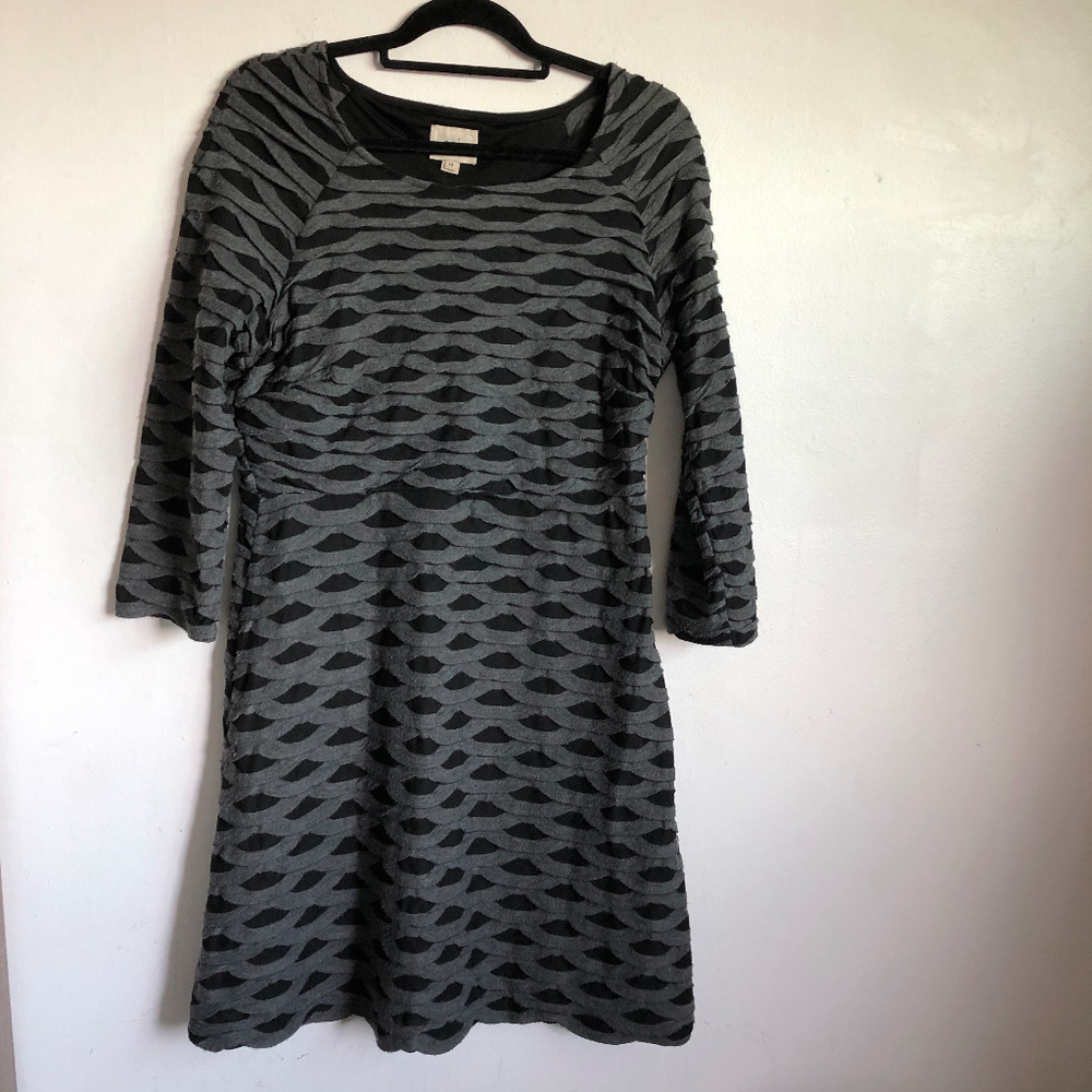 eci New York Gray Ruffles Black Stretch Dress 14